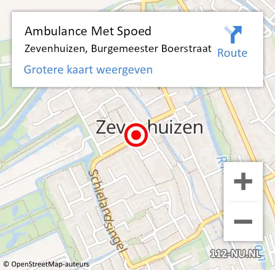 Locatie op kaart van de 112 melding: Ambulance Met Spoed Naar Zevenhuizen, Burgemeester Boerstraat op 3 maart 2016 13:12