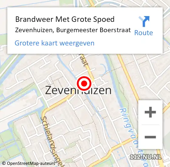 Locatie op kaart van de 112 melding: Brandweer Met Grote Spoed Naar Zevenhuizen, Burgemeester Boerstraat op 3 maart 2016 13:16