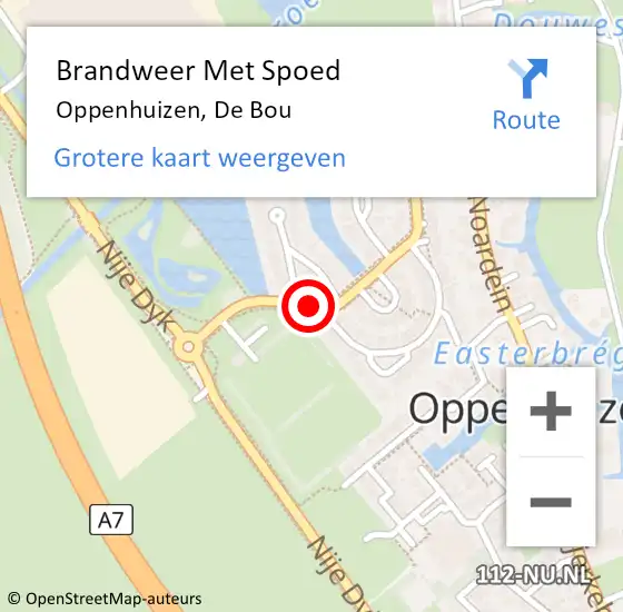 Locatie op kaart van de 112 melding: Brandweer Met Spoed Naar Oppenhuizen, De Bou op 7 december 2013 16:56