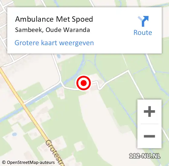 Locatie op kaart van de 112 melding: Ambulance Met Spoed Naar Sambeek, Oude Waranda op 3 maart 2016 13:23