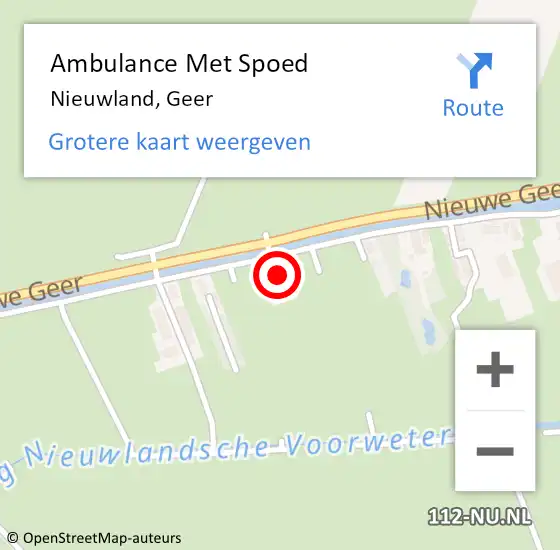 Locatie op kaart van de 112 melding: Ambulance Met Spoed Naar Nieuwland, Geer op 3 maart 2016 14:03