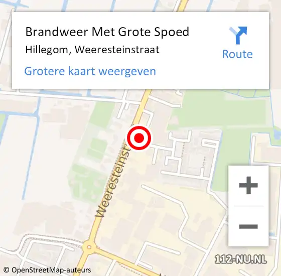 Locatie op kaart van de 112 melding: Brandweer Met Grote Spoed Naar Hillegom, Weeresteinstraat op 3 maart 2016 14:29