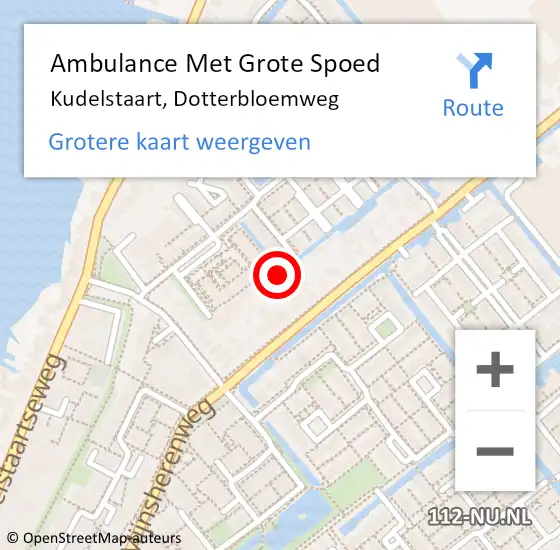 Locatie op kaart van de 112 melding: Ambulance Met Grote Spoed Naar Kudelstaart, Dotterbloemweg op 3 maart 2016 14:38