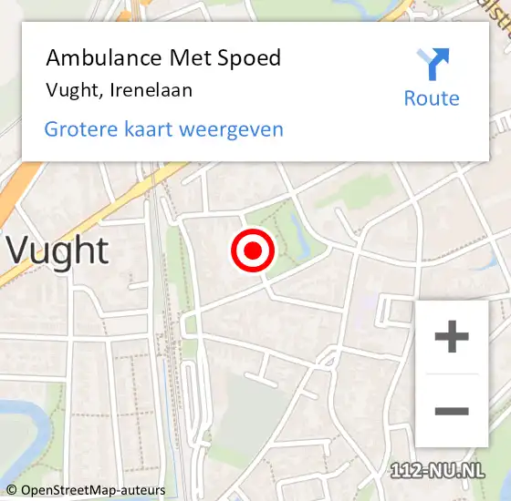 Locatie op kaart van de 112 melding: Ambulance Met Spoed Naar Vught, Irenelaan op 3 maart 2016 15:06