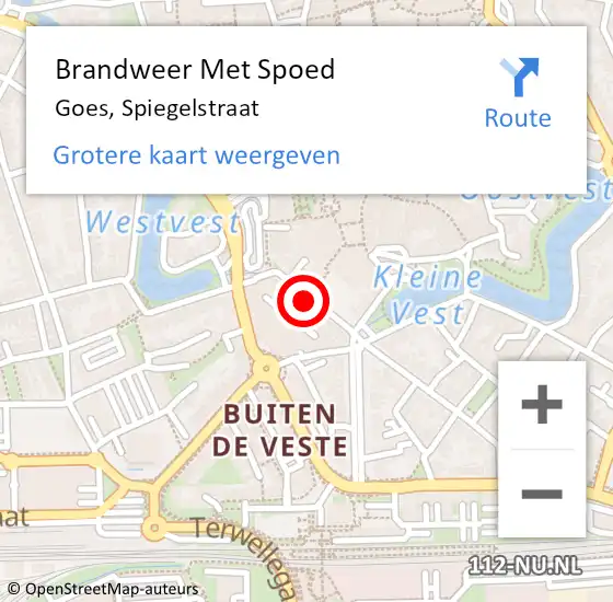 Locatie op kaart van de 112 melding: Brandweer Met Spoed Naar Goes, Spiegelstraat op 3 maart 2016 15:13