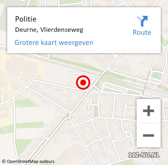 Locatie op kaart van de 112 melding: Politie Deurne, Vlierdenseweg op 3 maart 2016 16:17