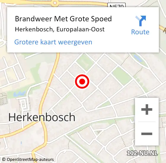 Locatie op kaart van de 112 melding: Brandweer Met Grote Spoed Naar Herkenbosch, Europalaan-Oost op 3 maart 2016 17:05