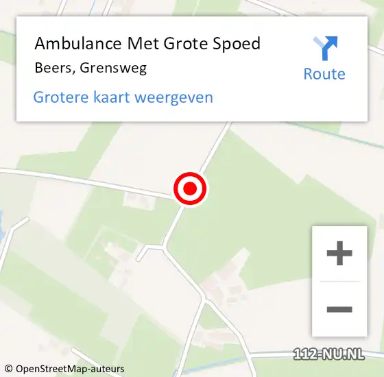 Locatie op kaart van de 112 melding: Ambulance Met Grote Spoed Naar Beers, Grensweg op 3 maart 2016 17:06