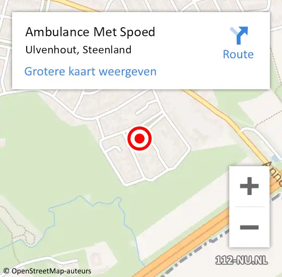 Locatie op kaart van de 112 melding: Ambulance Met Spoed Naar Ulvenhout, Steenland op 3 maart 2016 17:20