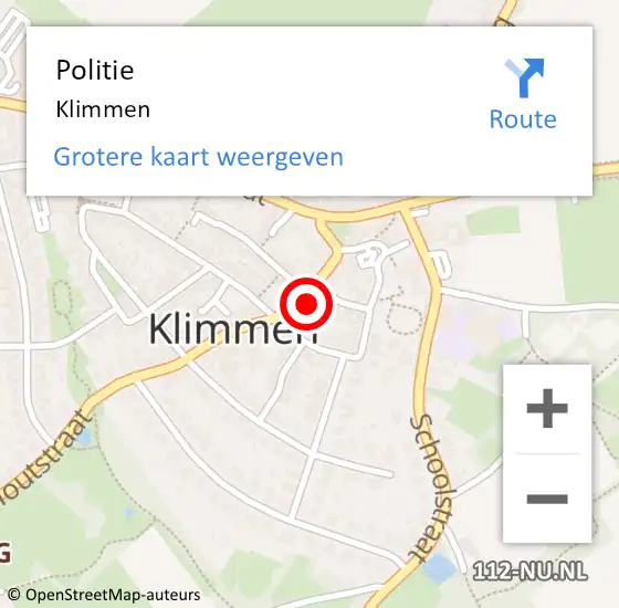 Locatie op kaart van de 112 melding: Politie Klimmen op 3 maart 2016 18:22