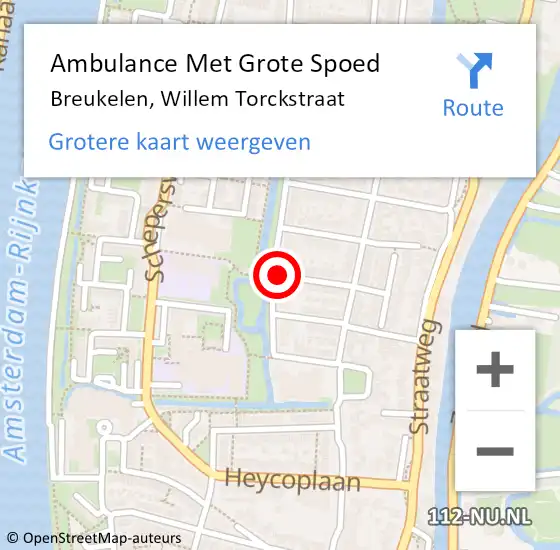 Locatie op kaart van de 112 melding: Ambulance Met Grote Spoed Naar Breukelen, Willem Torckstraat op 3 maart 2016 19:23