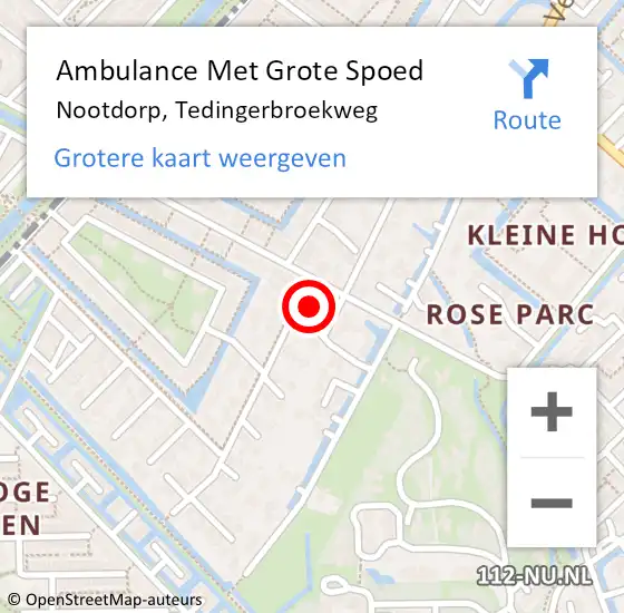 Locatie op kaart van de 112 melding: Ambulance Met Grote Spoed Naar Nootdorp, Tedingerbroekweg op 3 maart 2016 22:58