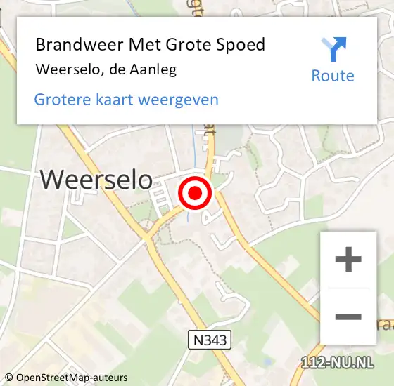 Locatie op kaart van de 112 melding: Brandweer Met Grote Spoed Naar Weerselo, de Aanleg op 7 december 2013 17:58