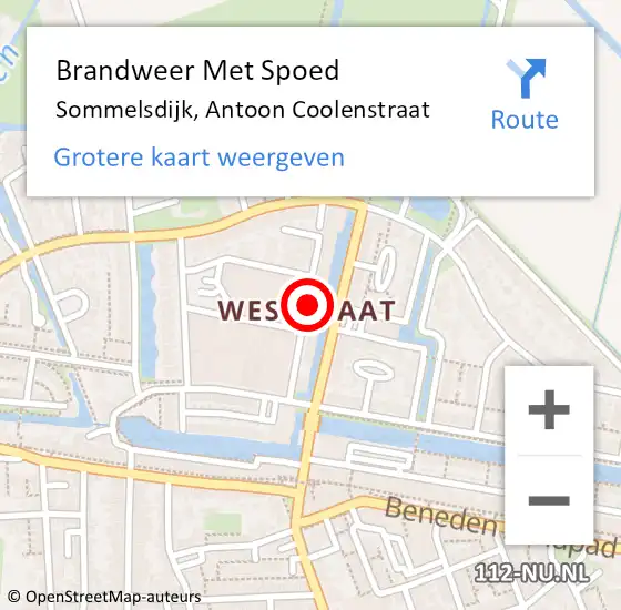 Locatie op kaart van de 112 melding: Brandweer Met Spoed Naar Sommelsdijk, Antoon Coolenstraat op 7 december 2013 18:04