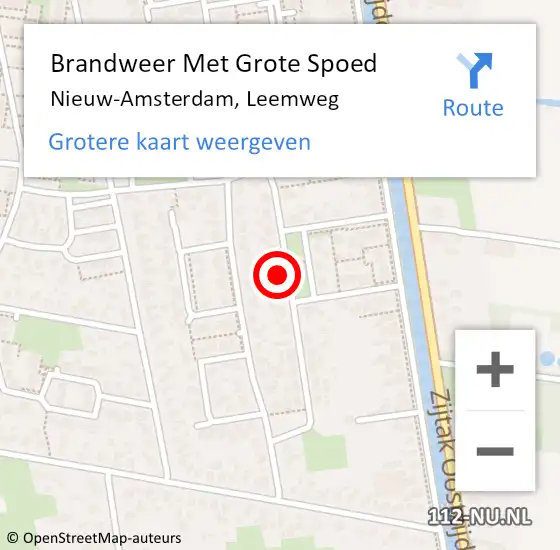 Locatie op kaart van de 112 melding: Brandweer Met Grote Spoed Naar Nieuw-Amsterdam, Leemweg op 4 maart 2016 01:42