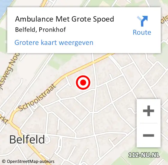 Locatie op kaart van de 112 melding: Ambulance Met Grote Spoed Naar Belfeld, Pronkhof op 4 maart 2016 07:36