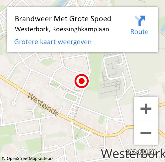 Locatie op kaart van de 112 melding: Brandweer Met Grote Spoed Naar Westerbork, Roessinghkamplaan op 4 maart 2016 08:22