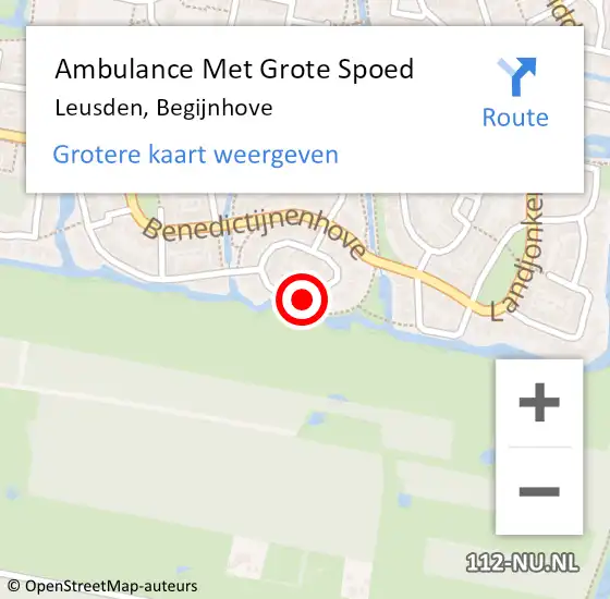 Locatie op kaart van de 112 melding: Ambulance Met Grote Spoed Naar Leusden, Begijnhove op 4 maart 2016 08:28