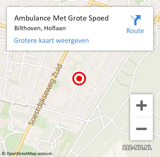 Locatie op kaart van de 112 melding: Ambulance Met Grote Spoed Naar Bilthoven, Hoflaan op 4 maart 2016 08:47