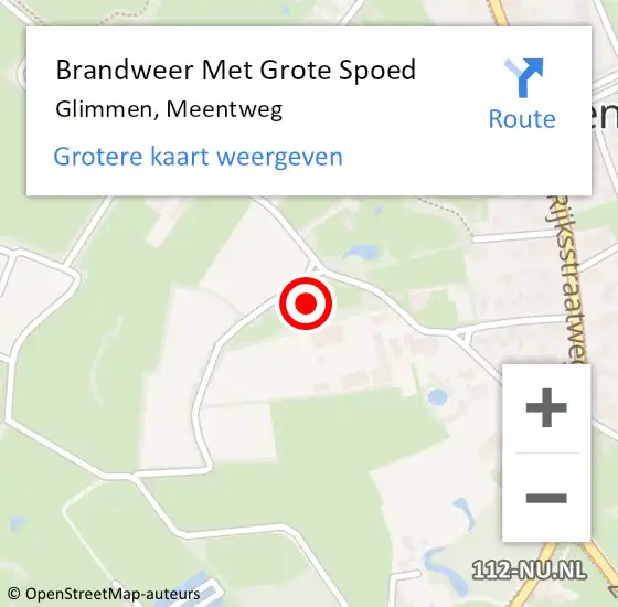 Locatie op kaart van de 112 melding: Brandweer Met Grote Spoed Naar Glimmen, Meentweg op 4 maart 2016 09:55