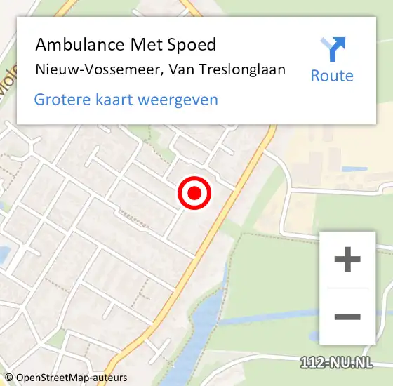 Locatie op kaart van de 112 melding: Ambulance Met Spoed Naar Nieuw-Vossemeer, Van Treslonglaan op 4 maart 2016 09:55