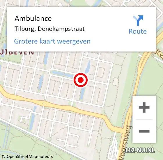 Locatie op kaart van de 112 melding: Ambulance Tilburg, Denekampstraat op 7 december 2013 18:45