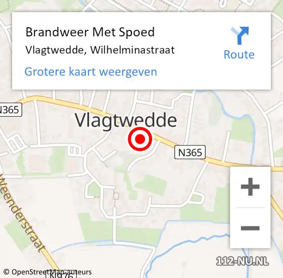 Locatie op kaart van de 112 melding: Brandweer Met Spoed Naar Vlagtwedde, Wilhelminastraat op 4 maart 2016 11:25