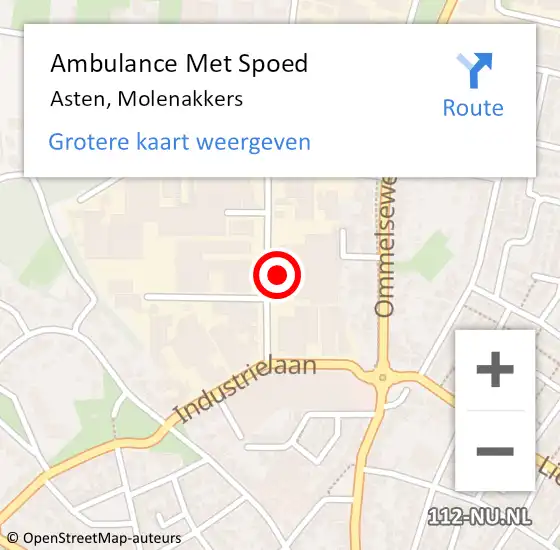 Locatie op kaart van de 112 melding: Ambulance Met Spoed Naar Asten, Molenakkers op 4 maart 2016 11:27