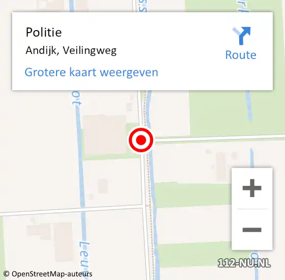 Locatie op kaart van de 112 melding: Politie Andijk, Veilingweg op 4 maart 2016 11:30