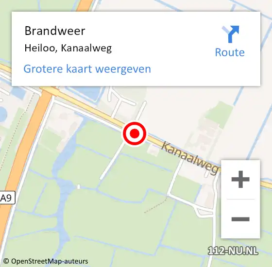 Locatie op kaart van de 112 melding: Brandweer Heiloo, Kanaalweg op 4 maart 2016 11:40