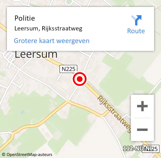 Locatie op kaart van de 112 melding: Politie Leersum, Rijksstraatweg op 4 maart 2016 12:15