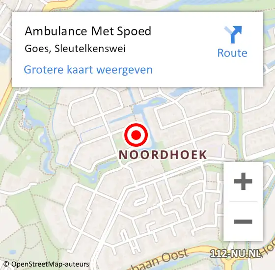 Locatie op kaart van de 112 melding: Ambulance Met Spoed Naar Goes, Sleutelkenswei op 4 maart 2016 12:57