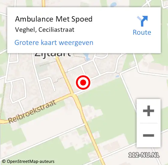 Locatie op kaart van de 112 melding: Ambulance Met Spoed Naar Veghel, Ceciliastraat op 4 maart 2016 13:29