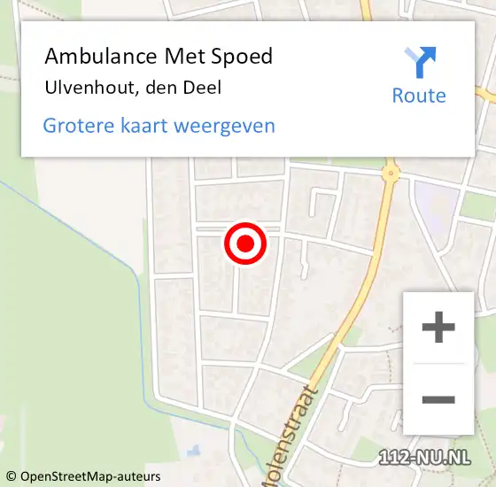 Locatie op kaart van de 112 melding: Ambulance Met Spoed Naar Ulvenhout, den Deel op 7 december 2013 19:20