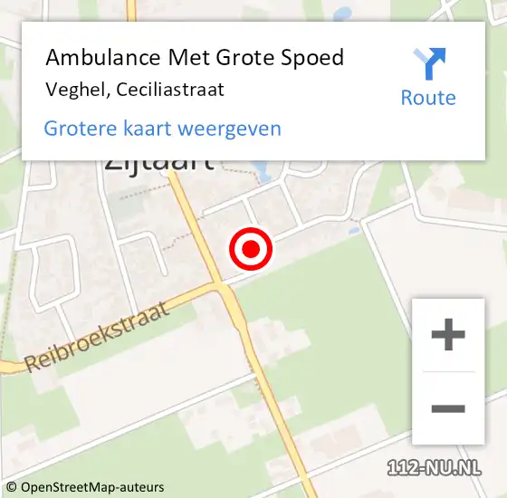 Locatie op kaart van de 112 melding: Ambulance Met Grote Spoed Naar Veghel, Ceciliastraat op 4 maart 2016 13:44