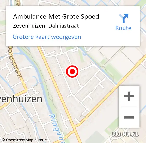 Locatie op kaart van de 112 melding: Ambulance Met Grote Spoed Naar Zevenhuizen, Dahliastraat op 4 maart 2016 13:50