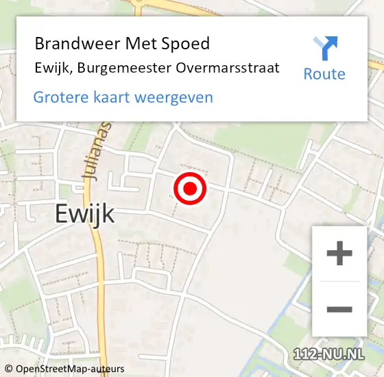 Locatie op kaart van de 112 melding: Brandweer Met Spoed Naar Ewijk, Burgemeester Overmarsstraat op 4 maart 2016 14:05