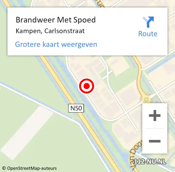 Locatie op kaart van de 112 melding: Brandweer Met Spoed Naar Kampen, Carlsonstraat op 4 maart 2016 14:41