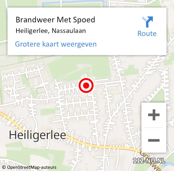 Locatie op kaart van de 112 melding: Brandweer Met Spoed Naar Heiligerlee, Nassaulaan op 7 december 2013 19:35