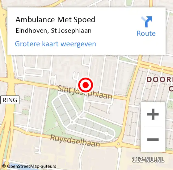 Locatie op kaart van de 112 melding: Ambulance Met Spoed Naar Eindhoven, St Josephlaan op 4 maart 2016 15:45