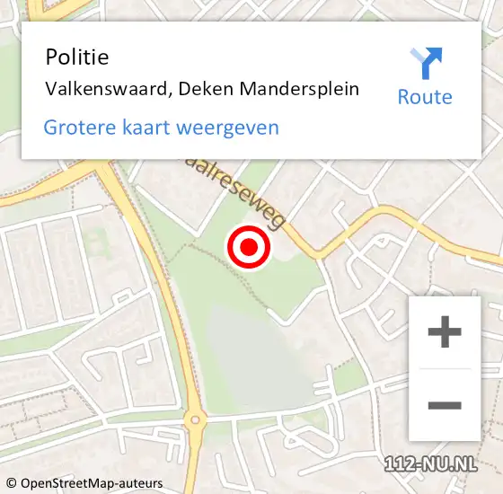 Locatie op kaart van de 112 melding: Politie Valkenswaard, Deken Mandersplein op 4 maart 2016 15:57