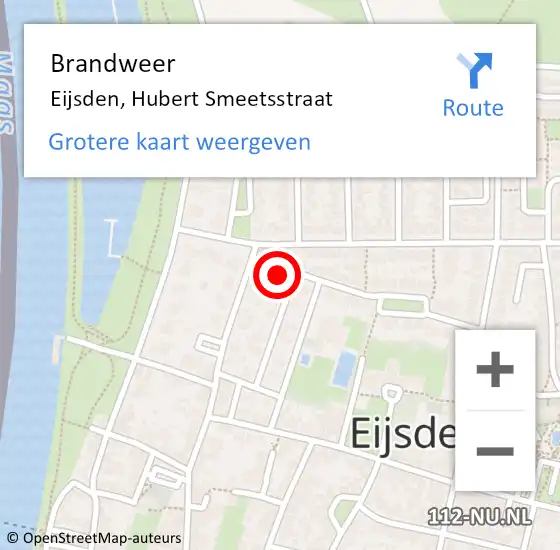 Locatie op kaart van de 112 melding: Brandweer Eijsden, Hubert Smeetsstraat op 7 december 2013 19:43