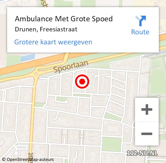 Locatie op kaart van de 112 melding: Ambulance Met Grote Spoed Naar Drunen, Freesiastraat op 4 maart 2016 16:19