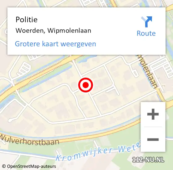 Locatie op kaart van de 112 melding: Politie Woerden, Wipmolenlaan op 4 maart 2016 17:18