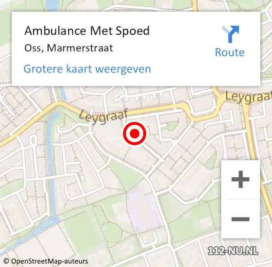 Locatie op kaart van de 112 melding: Ambulance Met Spoed Naar Oss, Marmerstraat op 4 maart 2016 17:59