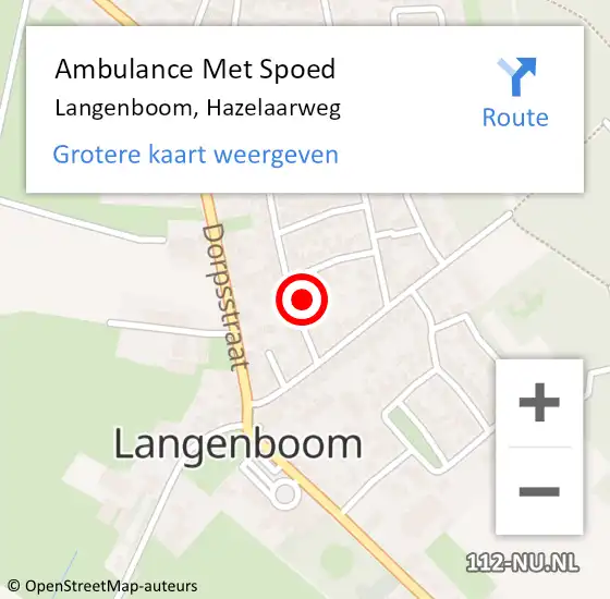 Locatie op kaart van de 112 melding: Ambulance Met Spoed Naar Langenboom, Hazelaarweg op 4 maart 2016 18:03