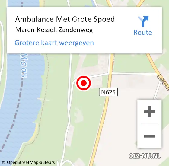 Locatie op kaart van de 112 melding: Ambulance Met Grote Spoed Naar Maren-Kessel, Zandenweg op 15 september 2013 10:43