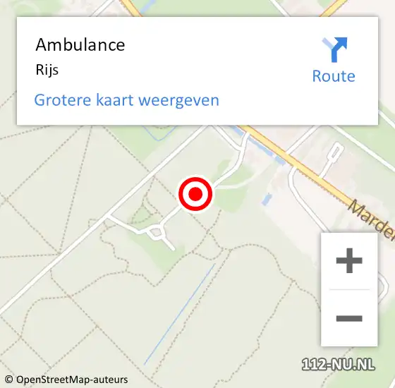 Locatie op kaart van de 112 melding: Ambulance Rijs op 7 december 2013 20:07