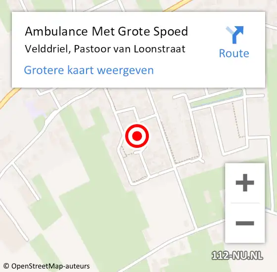 Locatie op kaart van de 112 melding: Ambulance Met Grote Spoed Naar Velddriel, Pastoor van Loonstraat op 4 maart 2016 19:47