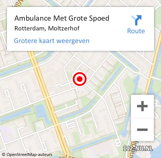 Locatie op kaart van de 112 melding: Ambulance Met Grote Spoed Naar Rotterdam, Moltzerhof op 4 maart 2016 20:12